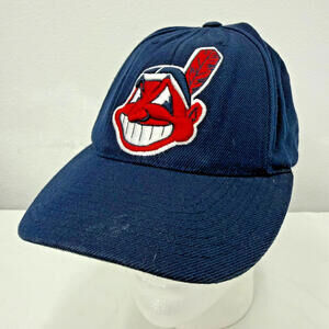 Logo Athletic Chief Wahoo Cleveland Indians Hat Blue Snapback One Size Vintage